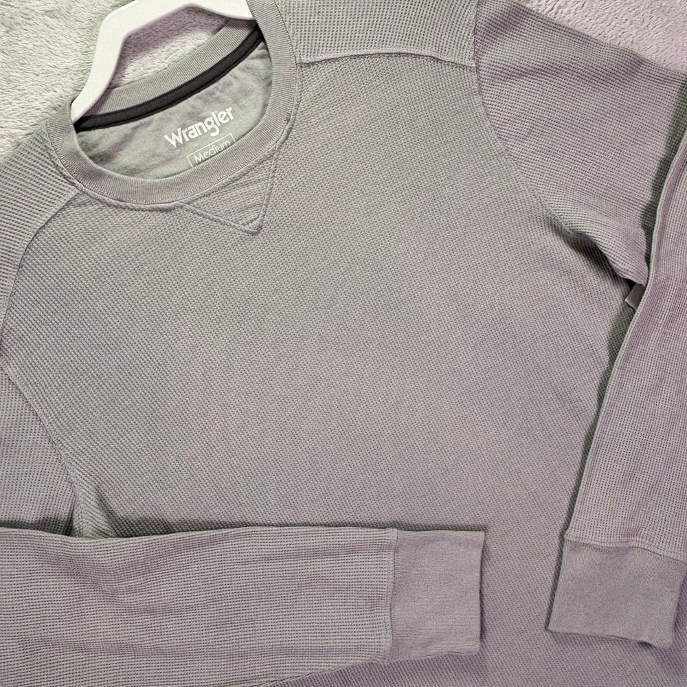 Wrangler Mens Thermal Shirt Medium Gray Waffle Knit Long Sleeve 112346174